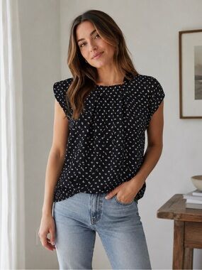 Black Drop Hem Women's Top